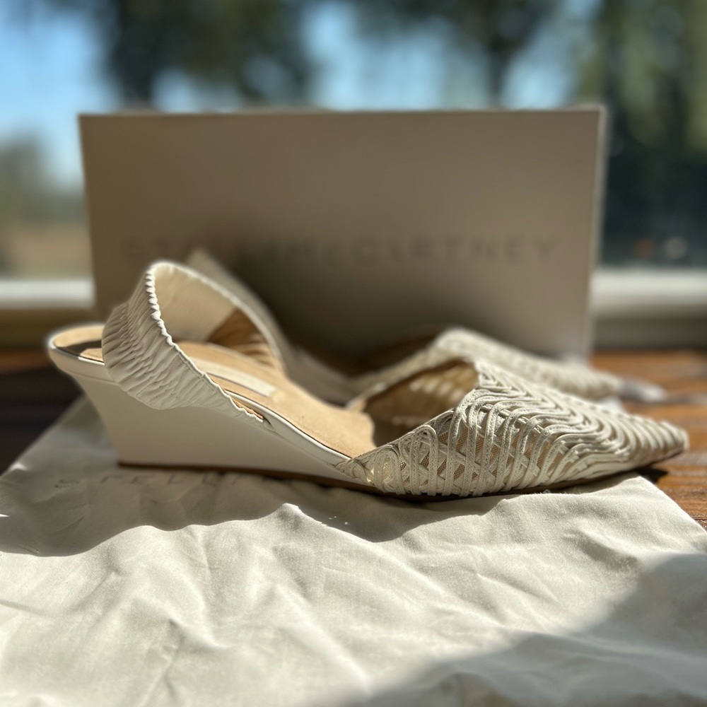 Stella McCartney Basket Weave Wedge Slingback Sandals size 11/41